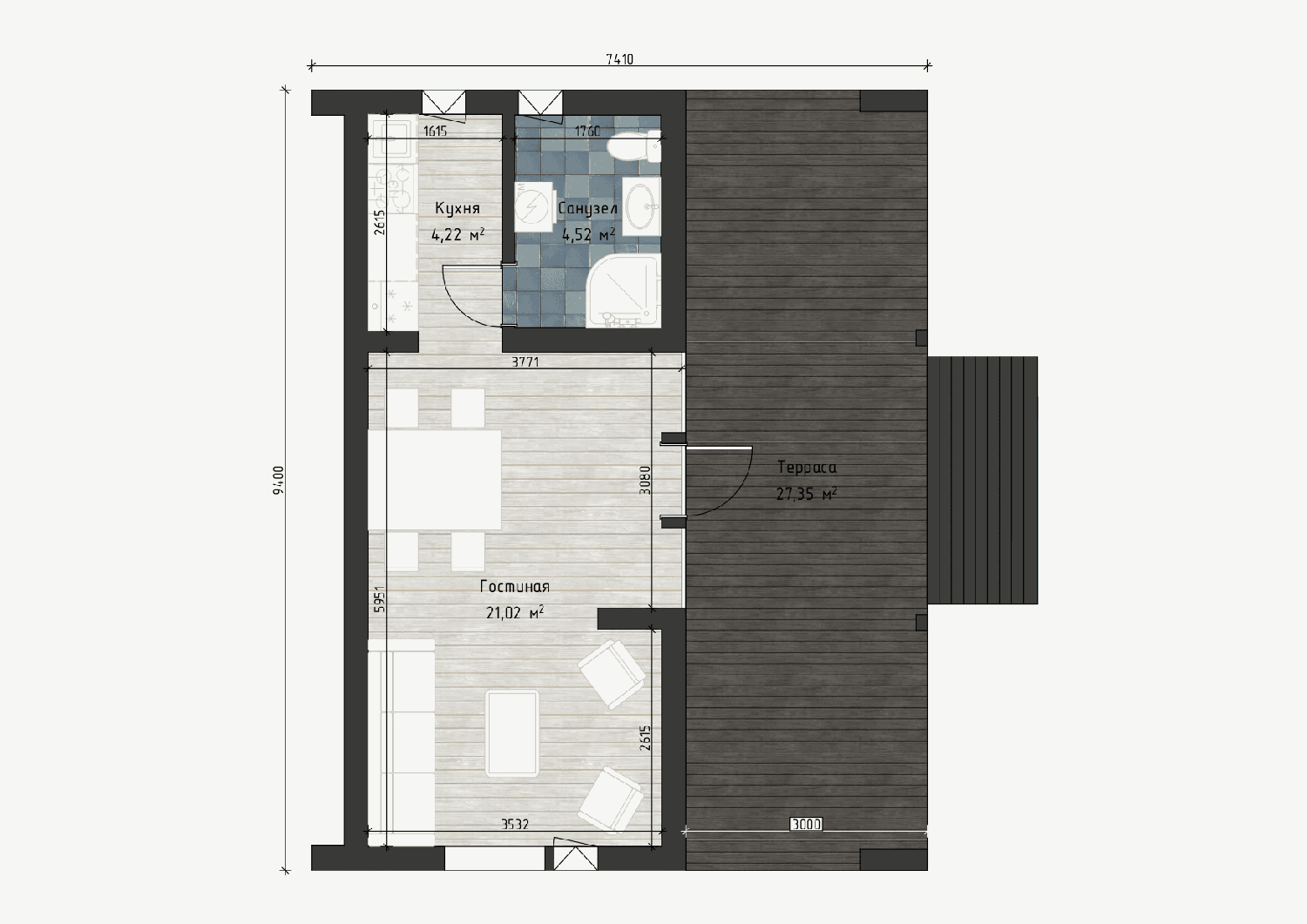 Планировка BlagoBarn 29 — вариант 1