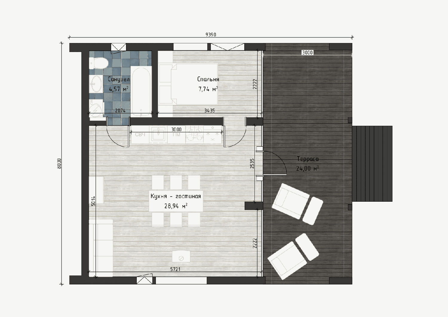Планировка BlagoBarn 41 — вариант 1