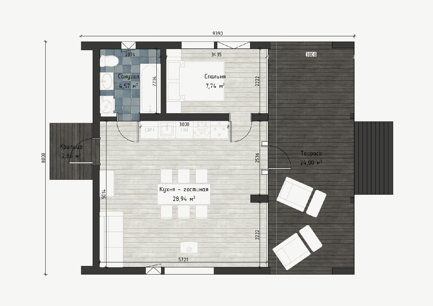 Планировка BlagoBarn 41 — вариант 2