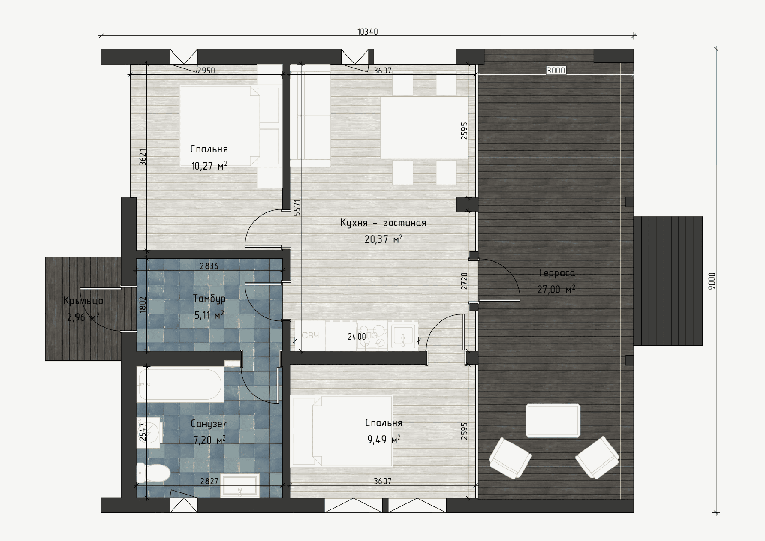 Планировка BlagoBarn 51 — вариант 1