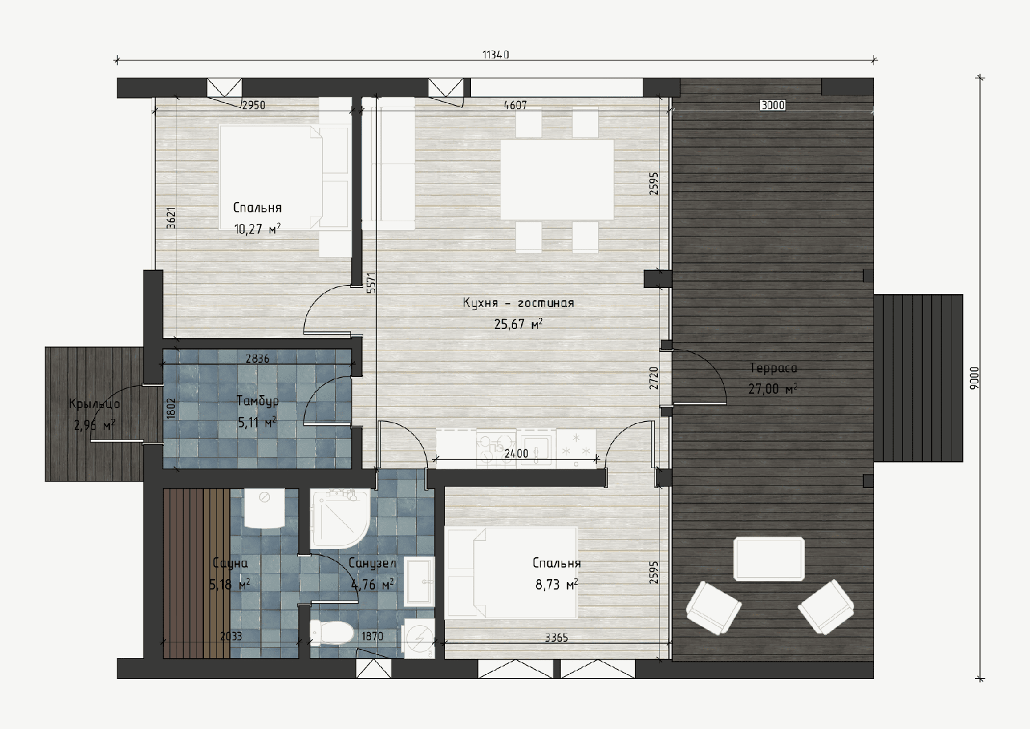 Планировка BlagoBarn 60 — вариант 2