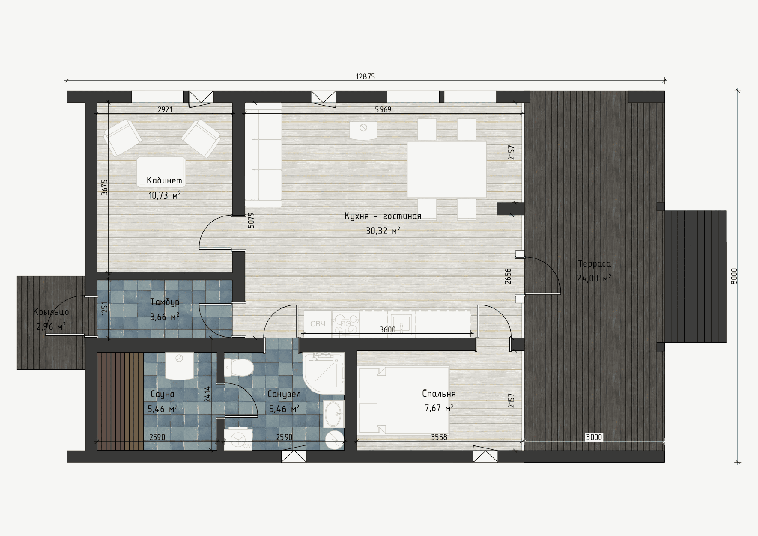 Планировка BlagoBarn 65 — вариант 5